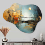 Teal Orange Bold Energy I - Asymmetric Metal Wall Art