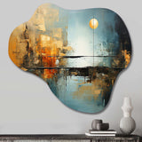 Teal Orange Bold Energy I - Asymmetric Metal Wall Art