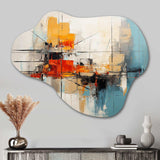 Teal Orange Bold Energy IV - Asymmetric Metal Wall Art