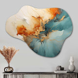 Teal Orange Bold Energy V - Asymmetric Metal Wall Art