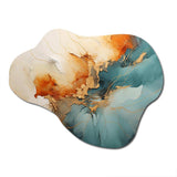 Teal Orange Bold Energy V - Asymmetric Metal Wall Art