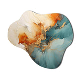 Teal Orange Bold Energy V - Asymmetric Metal Wall Art