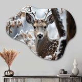 Winter Deer Monochrome Photography I - Asymmetric Metal Wall Art