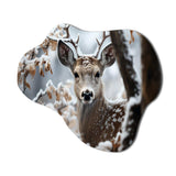 Winter Deer Monochrome Photography I - Asymmetric Metal Wall Art