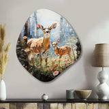 Deer Graceful Fawn Pastoral II - Asymmetric Metal Wall Art