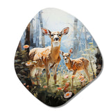 Deer Graceful Fawn Pastoral II - Asymmetric Metal Wall Art