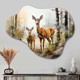 Deers Whispering Woods II - Asymmetric Metal Wall Art