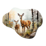 Deers Whispering Woods II - Asymmetric Metal Wall Art