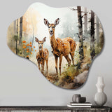 Deers Whispering Woods II - Asymmetric Metal Wall Art