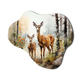 Deers Whispering Woods II - Asymmetric Metal Wall Art