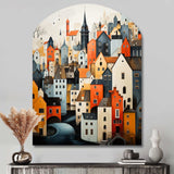 Denmark Scarlet Roofs Collage III - Asymmetric Metal Wall Art