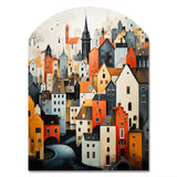 Denmark Scarlet Roofs Collage III - Asymmetric Metal Wall Art