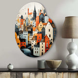 Denmark Scarlet Roofs Collage III - Asymmetric Metal Wall Art