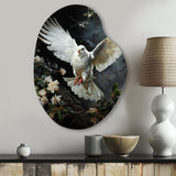 White Dove Messenger Of Peace - Asymmetric Metal Wall Art