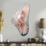 Pink Dove Winged Messenger - Asymmetric Metal Wall Art