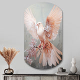 Pink Dove Winged Messenger - Asymmetric Metal Wall Art