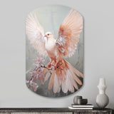 Pink Dove Winged Messenger - Asymmetric Metal Wall Art