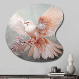 Pink Dove Winged Messenger - Asymmetric Metal Wall Art