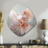 Pink Dove Winged Messenger - Asymmetric Metal Wall Art