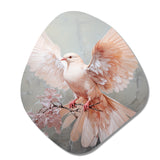 Pink Dove Winged Messenger - Asymmetric Metal Wall Art