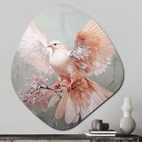 Pink Dove Winged Messenger - Asymmetric Metal Wall Art