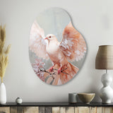 Pink Dove Winged Messenger - Asymmetric Metal Wall Art