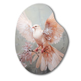 Pink Dove Winged Messenger - Asymmetric Metal Wall Art