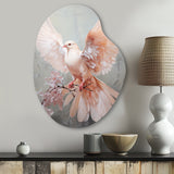 Pink Dove Winged Messenger - Asymmetric Metal Wall Art