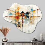 Teak Dragonfly Ethereal Flight Geometric - Asymmetric Metal Wall Art