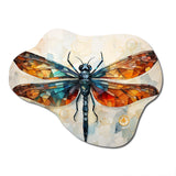 Orange Dragonfly Insects Flight Geometric I - Asymmetric Metal Wall Art