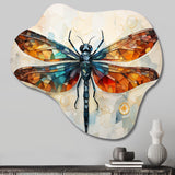 Orange Dragonfly Insects Flight Geometric I - Asymmetric Metal Wall Art