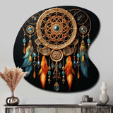 Gold Dream Catcher Intricate Visions - Asymmetric Metal Wall Art