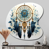 Blue Dream Catcher Minimalist Serenity I - Asymmetric Metal Wall Art