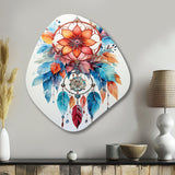 Coral Dreamcatcher Minimalist Harmony - Asymmetric Metal Wall Art