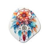 Coral Dreamcatcher Minimalist Harmony - Asymmetric Metal Wall Art