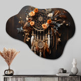 Coral Dreamcatcher Rustic Elegance - Asymmetric Metal Wall Art