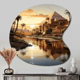 Egypt Golden Pyramids III - Asymmetric Metal Wall Art