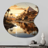 Egypt Golden Pyramids III - Asymmetric Metal Wall Art