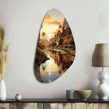 Egypt Golden Pyramids III - Asymmetric Metal Wall Art