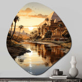 Egypt Golden Pyramids III - Asymmetric Metal Wall Art