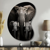 Black And White Elephant Embrace Of Strength I - Asymmetric Metal Wall Art