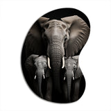 Black And White Elephant Embrace Of Strength I - Asymmetric Metal Wall Art