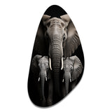 Black And White Elephant Embrace Of Strength I - Asymmetric Metal Wall Art