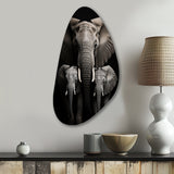 Black And White Elephant Embrace Of Strength I - Asymmetric Metal Wall Art