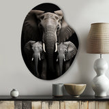 Black And White Elephant Embrace Of Strength I - Asymmetric Metal Wall Art