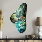 Emerald Oasis A Lush Green Landscape - Asymmetric Metal Wall Art