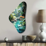 Emerald Oasis A Lush Green Landscape - Asymmetric Metal Wall Art