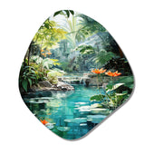 Emerald Oasis A Lush Green Landscape - Asymmetric Metal Wall Art