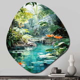 Emerald Oasis A Lush Green Landscape - Asymmetric Metal Wall Art