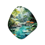 Emerald Oasis A Lush Green Landscape - Asymmetric Metal Wall Art